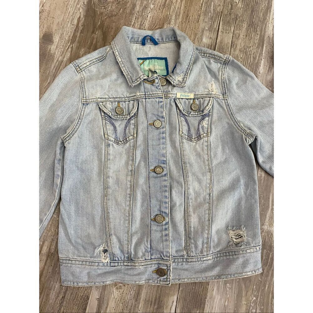 Hollister Vintage Denim Cropped Jean Jacket Light Wash Women’s Sz Medium
